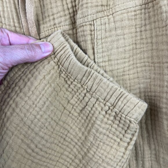 Madewell Lightspun Pull-On Mid-Rise Joggers Size L Crinkle Waffle Earthen Gold - Picture 8 of 11